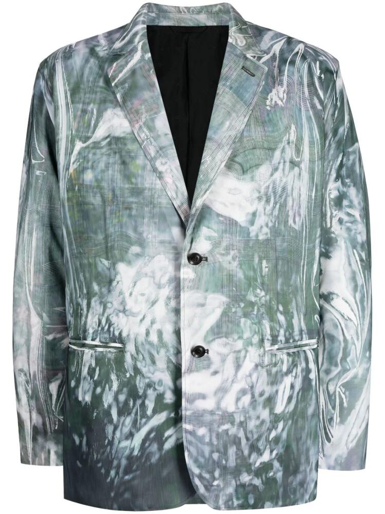 Doublet abstract-print single-breasted blazer - Green Cover