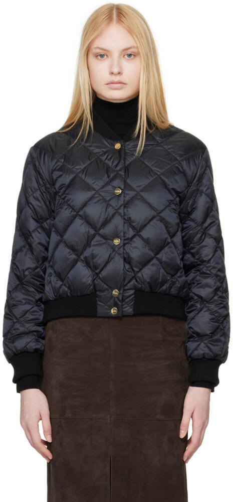 Max Mara Black The Cube Quilted Reversible Down Bomber Jacket Cover