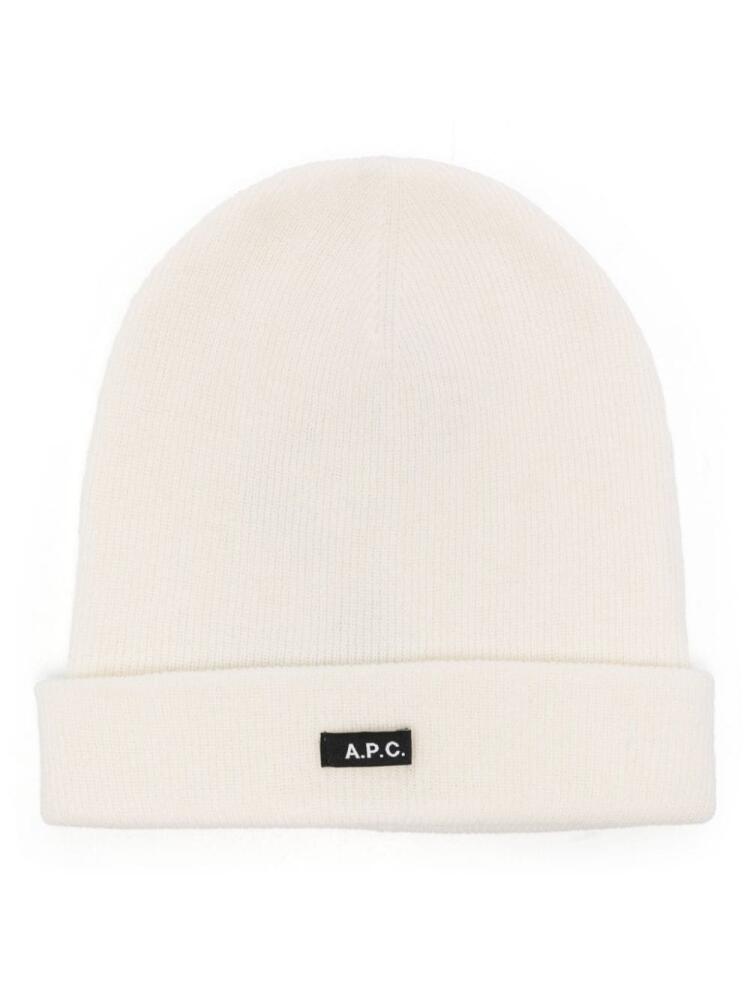 A.P.C. logo-tag wool beanies - Neutrals Cover