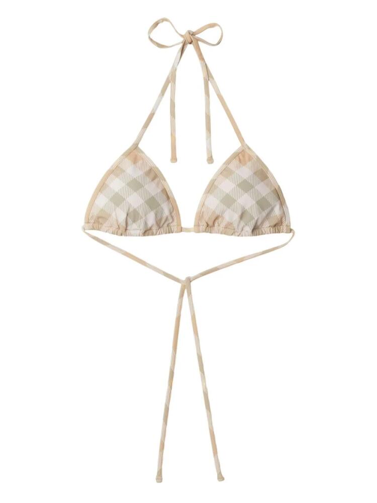 Burberry checked triangle bikini top - Neutrals Cover