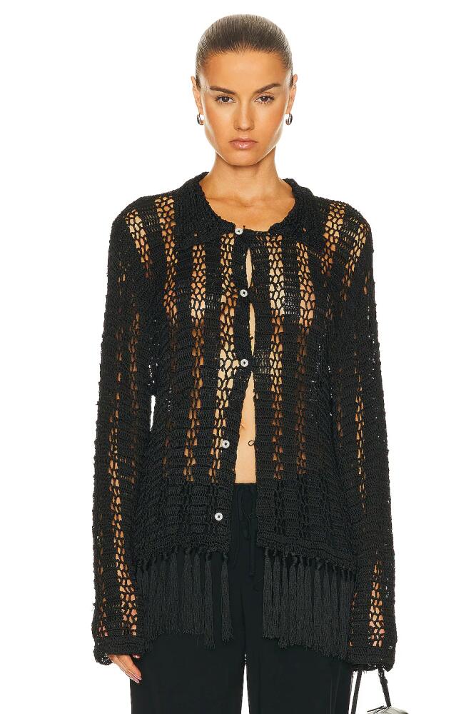 BODE Crochet Fringe Shirt in Black Cover