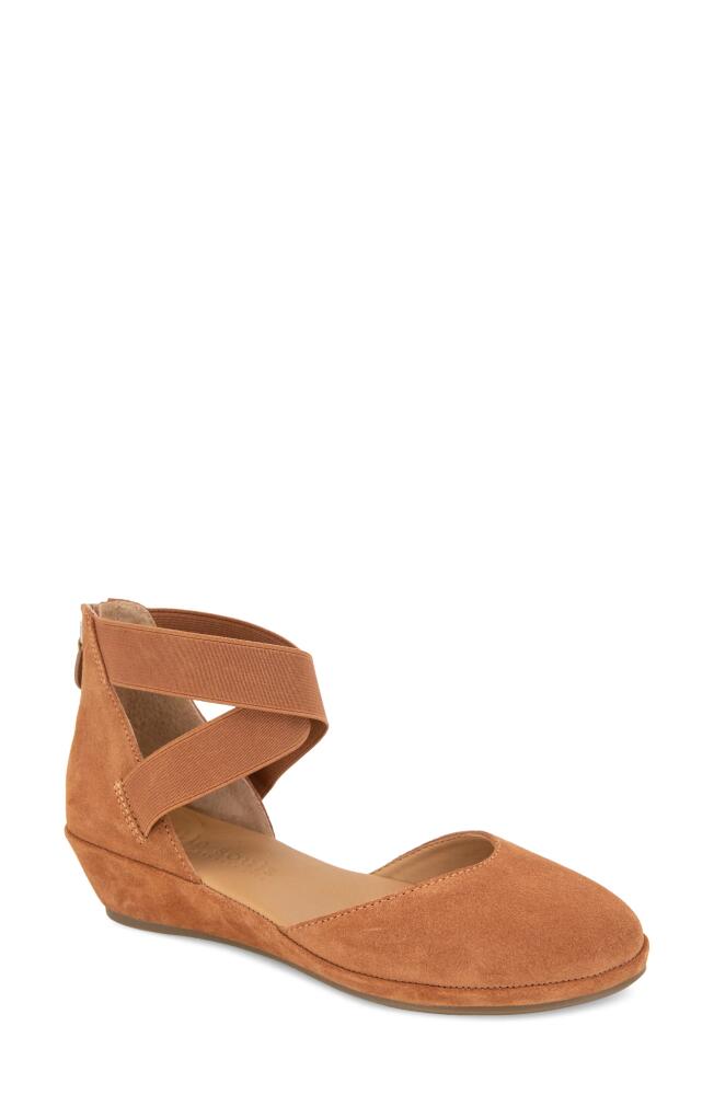 GENTLE SOULS BY KENNETH COLE Gentle Souls Signature Noa Elastic Strap d'Orsay Sandal in Mid Brown Suede Cover