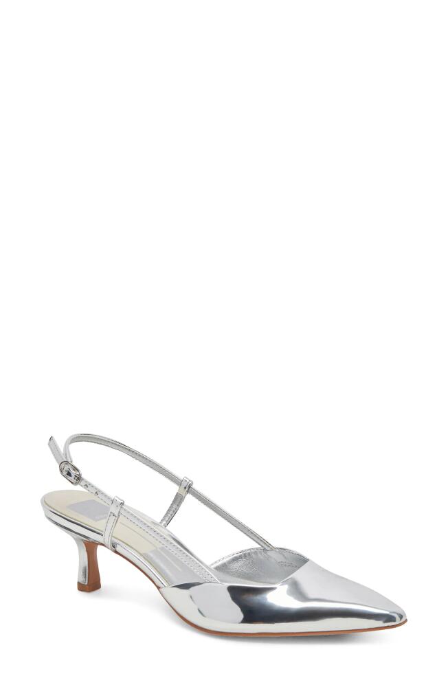 Dolce Vita Odela Pointed Toe Kitten Heel Slingback Pump in Silver Stella Cover