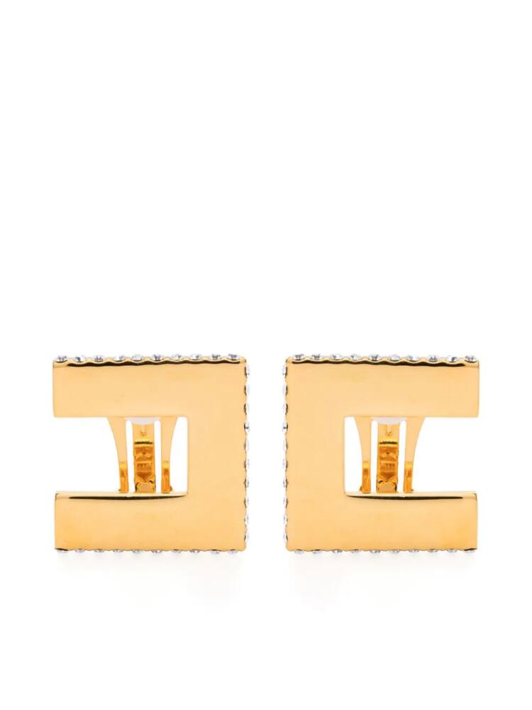 Elisabetta Franchi logo-shaped clip-on earrings - Gold Cover