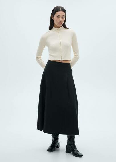 MANGO - Zipped high collar cardigan ecru - Women Cover