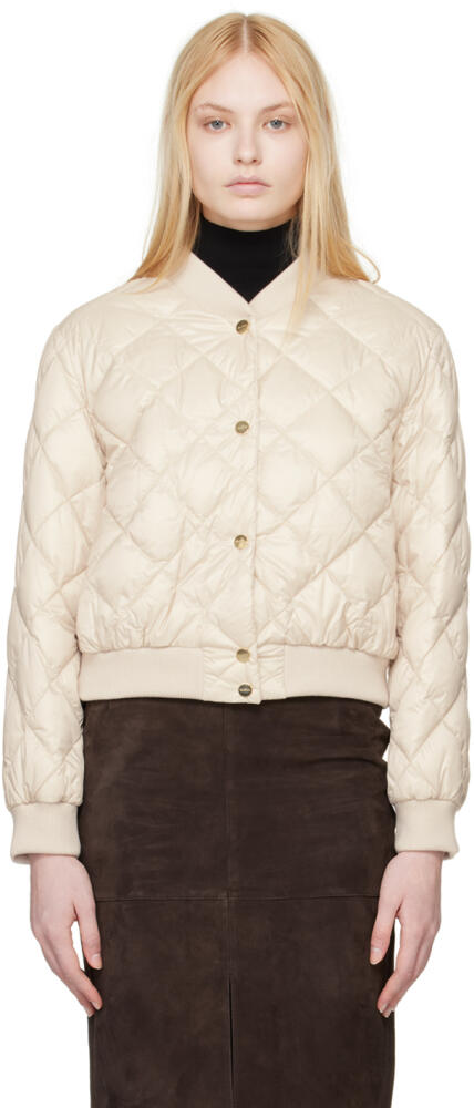 Max Mara Beige The Cube Quilted Reversible Down Bomber Jacket Cover