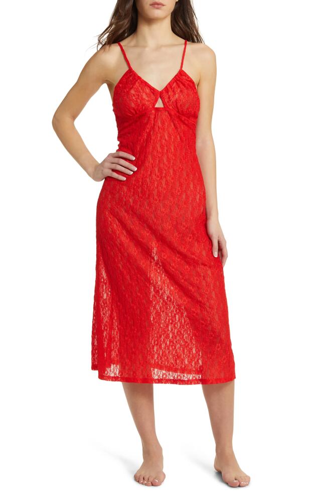 Open Edit Cutout Lace Nightgown in Red Fiery Cover