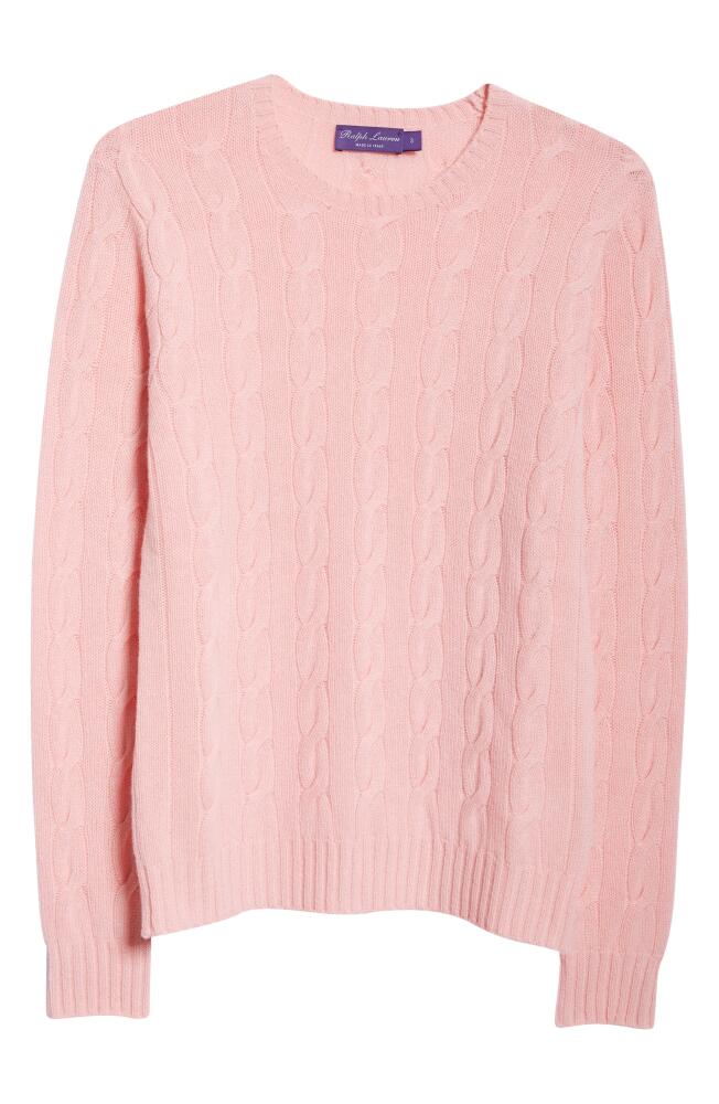 Ralph Lauren Purple Label Cable Knit Cashmere Crewneck Sweater in Crystal Rose Cover