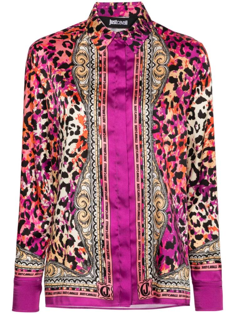 Just Cavalli logo-print long-sleeve shirt - Pink Cover