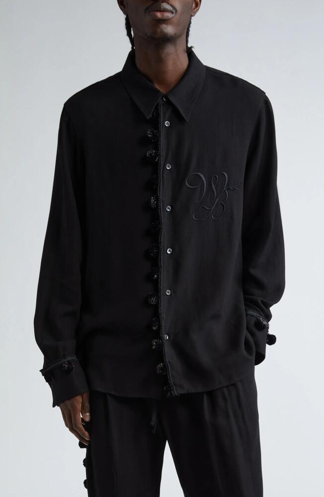 Wales Bonner Menelik Pompom Button-Up Shirt in Black Cover