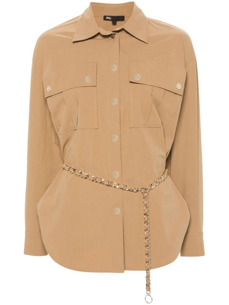 Maje belted shirt jacket - Neutrals Cover