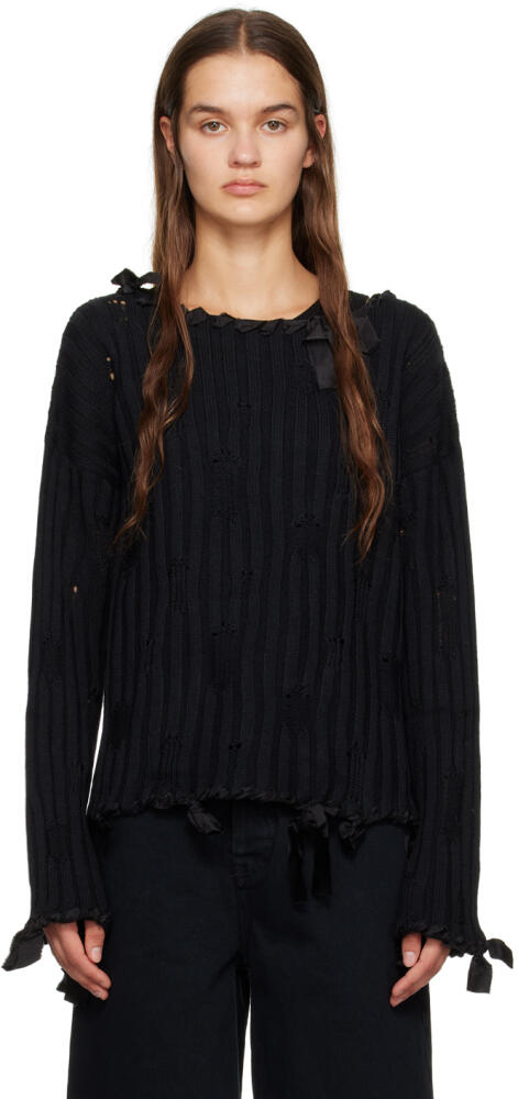 MM6 Maison Margiela Black Distressed Sweater Cover