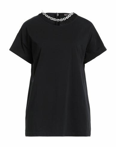 Christopher Kane Woman T-shirt Black Organic cotton, Metal, Glass Cover