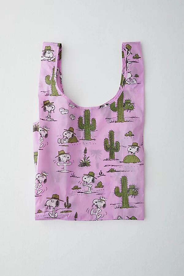 BAGGU X Peanuts Standard Printed Reusable Tote Bag in Pink Spike Cover