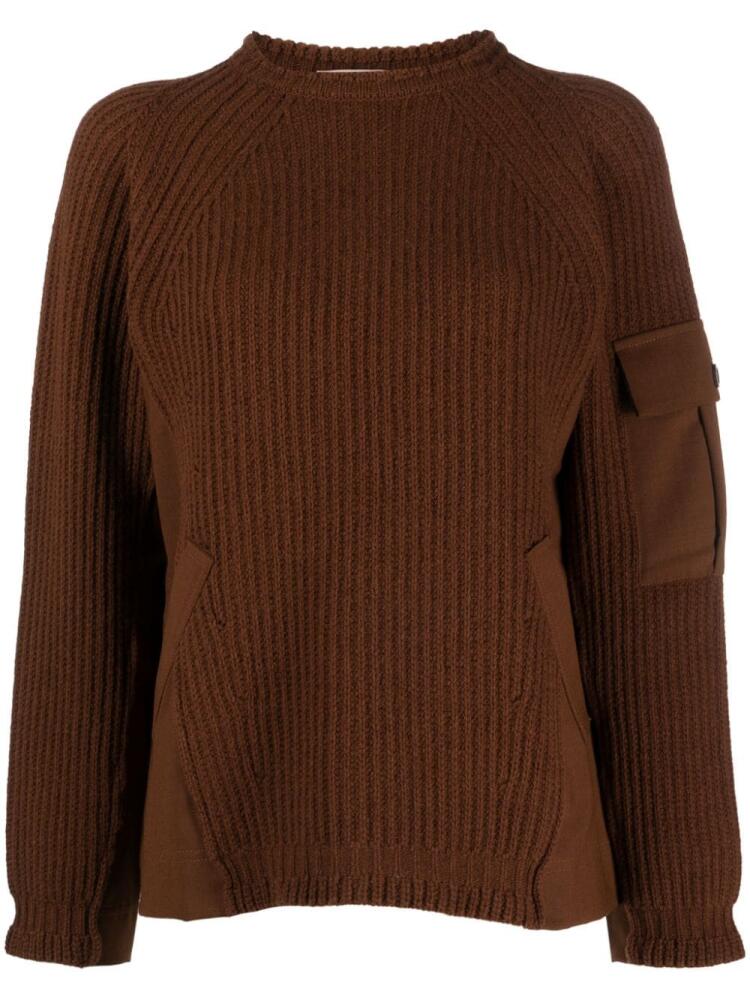 Semicouture multi-pocket ribbed-knit jumper - Brown Cover