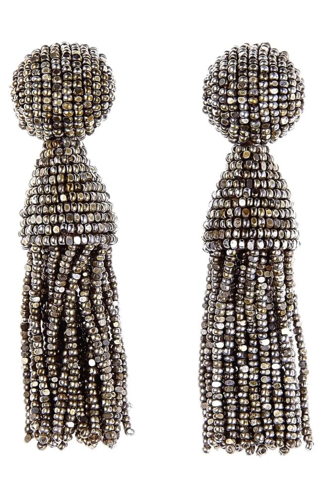 Oscar de la Renta Classic Short Tassel Drop Clip Earrings in Champagne Cover