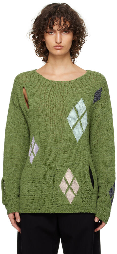 OPEN YY Green Argyle Sweater Cover