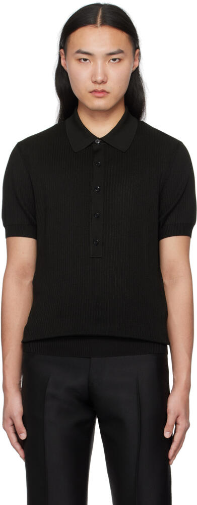 TOM FORD Black Spread Collar Polo Cover