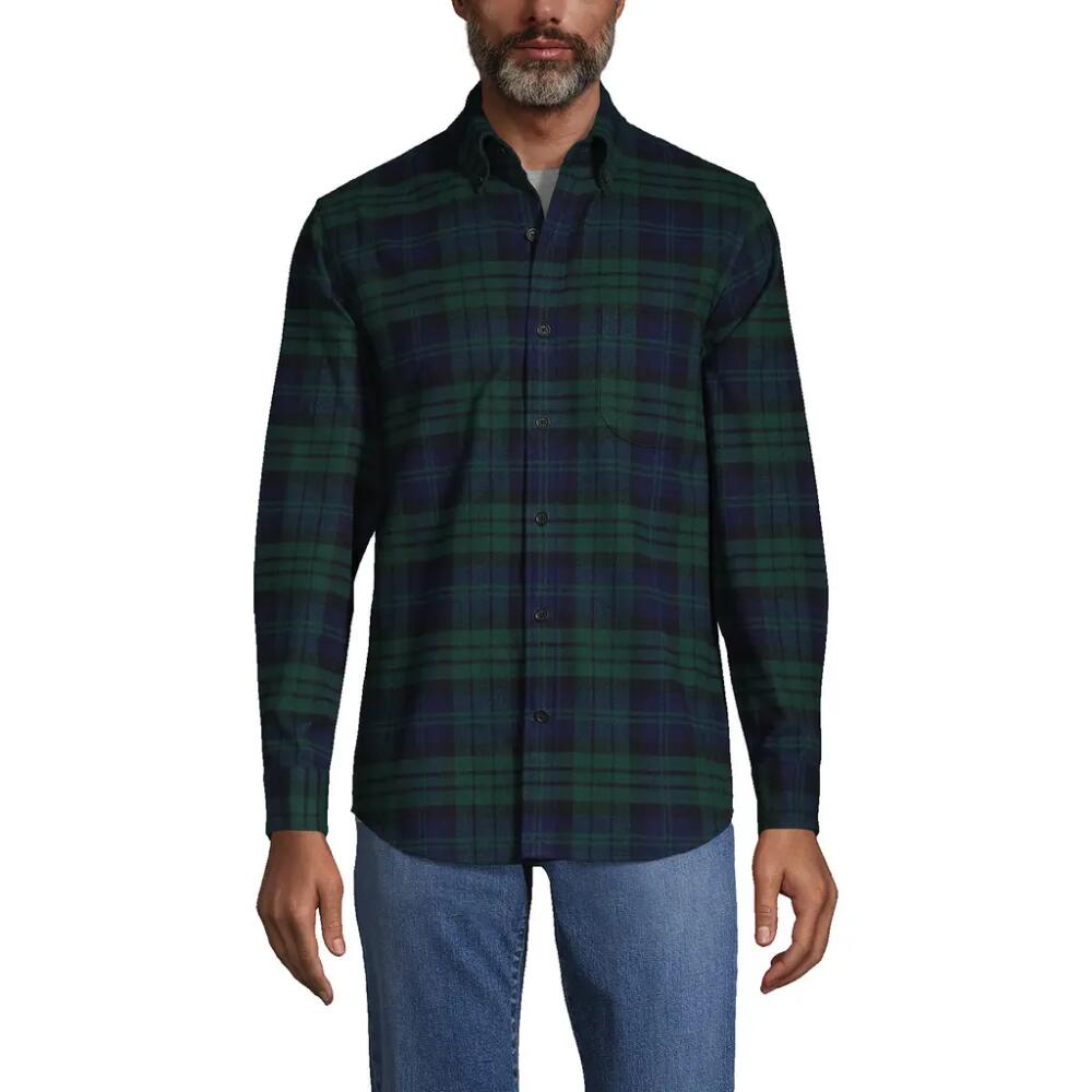 Lands' End Traditional Fit Flagship Flannel Shirt in Evergreen Blackwatch Plaid Cover