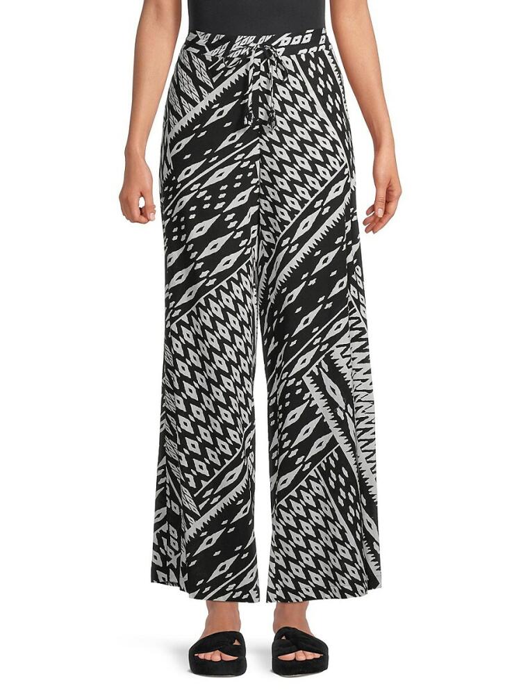 Natori Women's Chibana Getaway Wide Leg Pants - Black White Cover