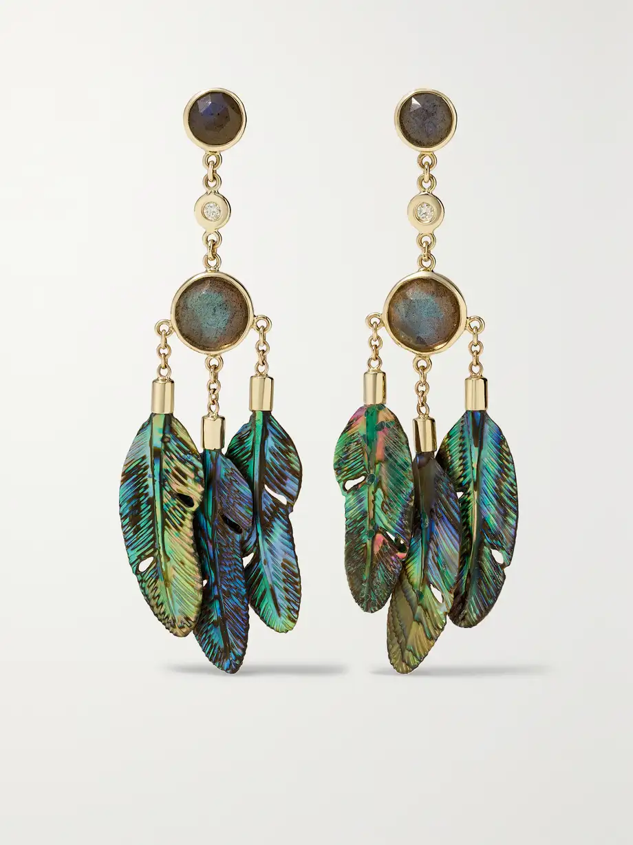 Jacquie Aiche - 14-karat Gold Multi-stone Earrings - Green Cover