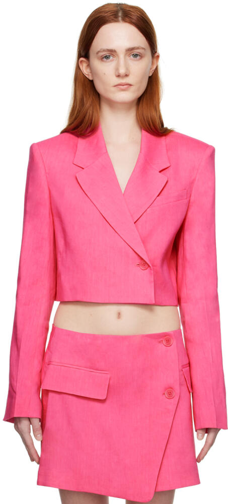 FRAME Pink Cropped Blazer Cover