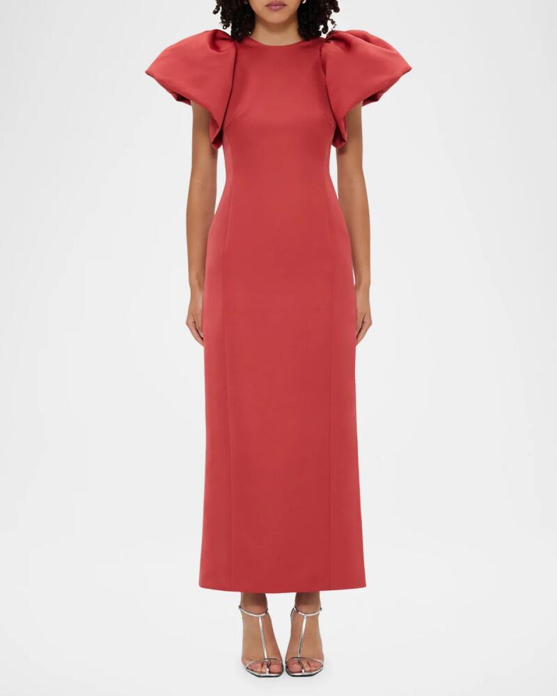 LEO LIN Lucinda Puff-Sleeve Column Gown Cover