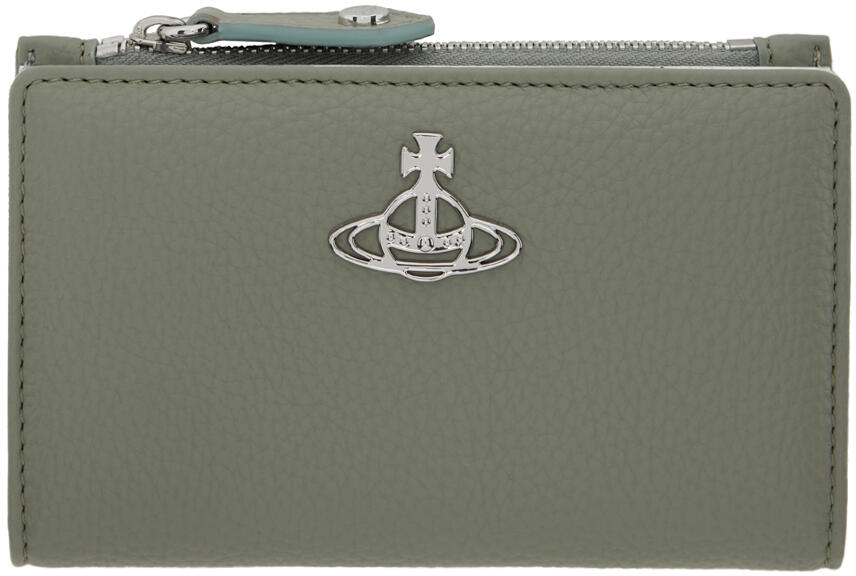 Vivienne Westwood Green Re-Vegan Slim Flap Card Holder Cover