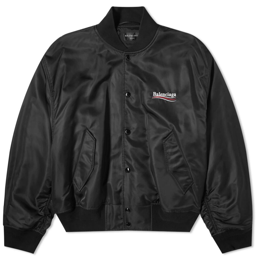 Balenciaga Men's Political Campaign Oversized Bomber Jacket in Black Cover