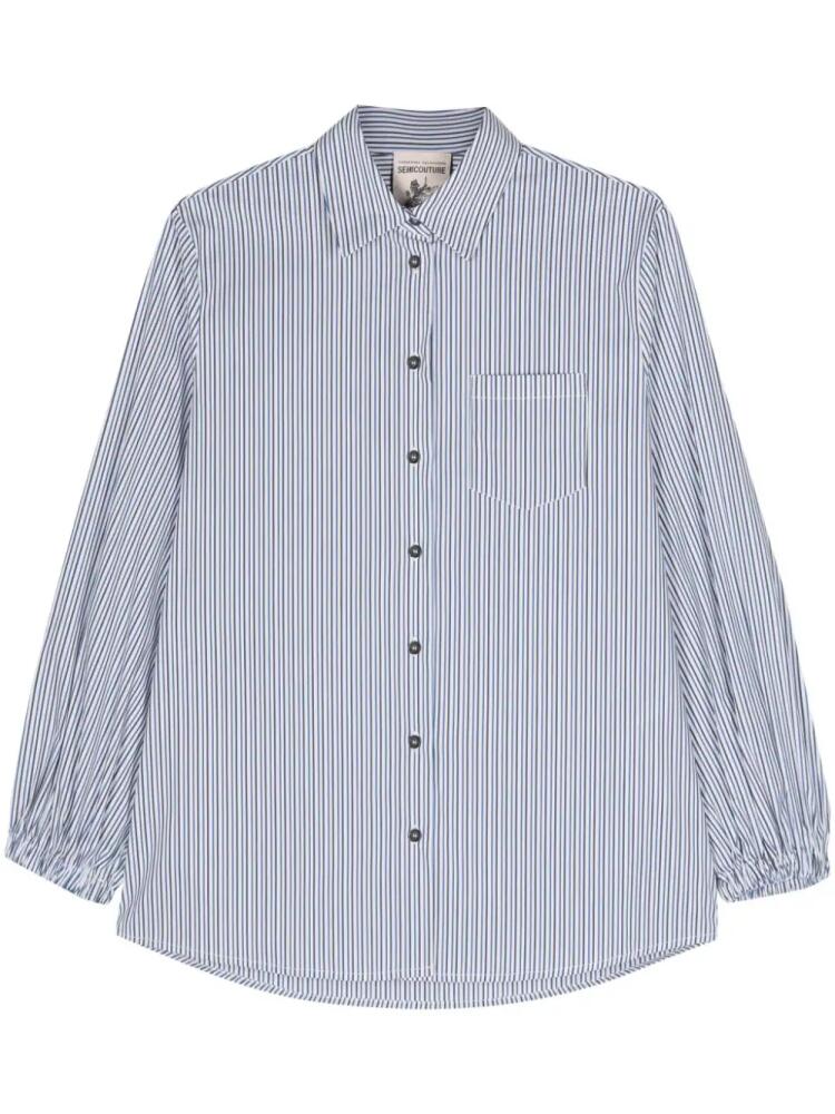 Semicouture striped poplin shirt - Blue Cover