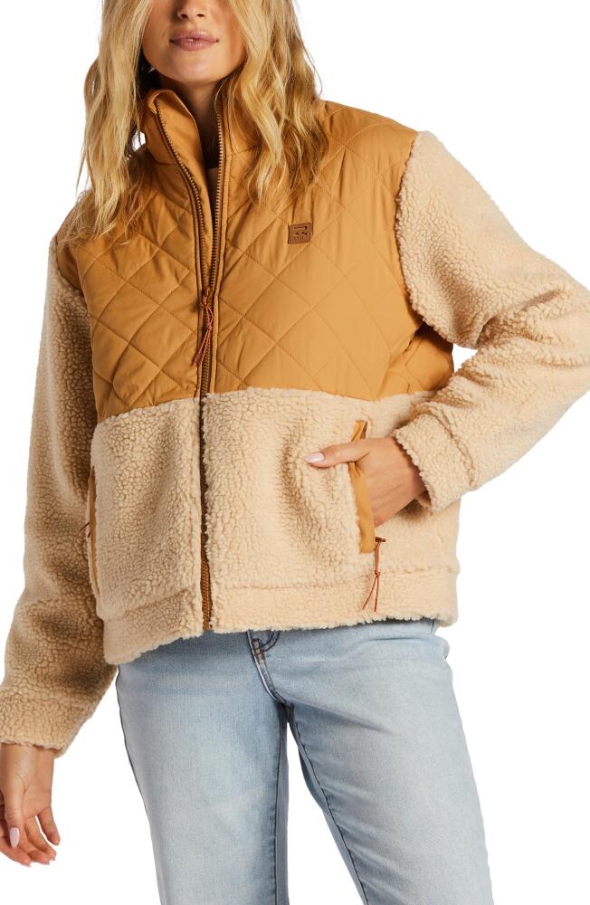 Billabong Hidden Trails Quilted Faux Fur Jacket in Caramel Cover