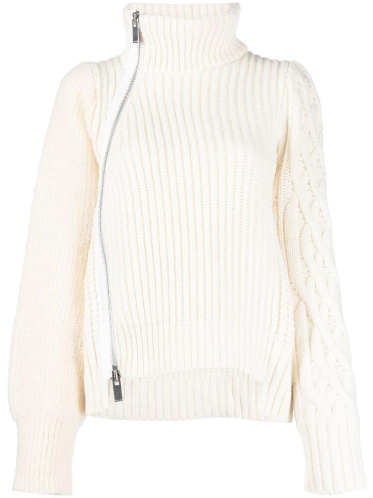 sacai wool-blend ribbed jumper - White Cover