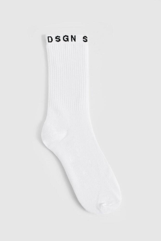 boohoo Womens Single Dsgn Studio Basic Sports Sock - White Cover