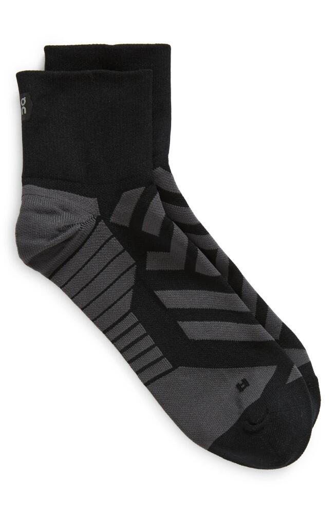 On Performance Ankle Socks in Black/Shadow Cover