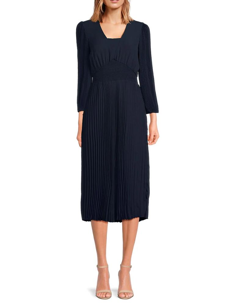 NANETTE nanette lepore Women's Accordian Pleat Midi Dress - Nanette Navy Cover