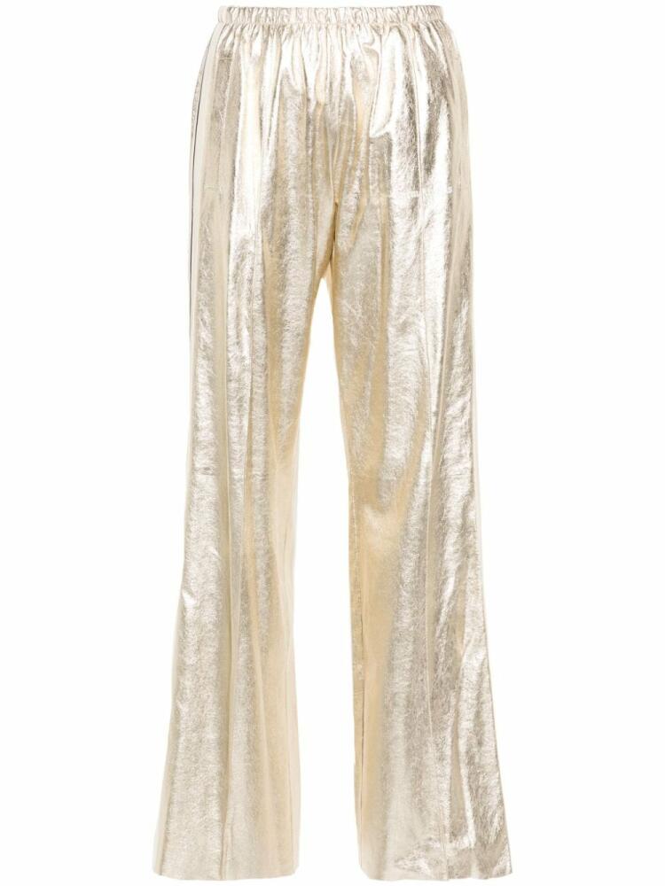 Palm Angels side-stripe leather track pants - Gold Cover