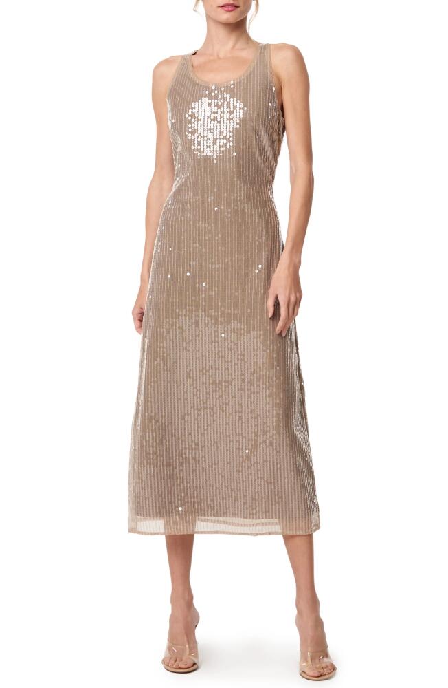 CIEBON Kataline Sequin Sleeveless Midi Dress in Tan Cover