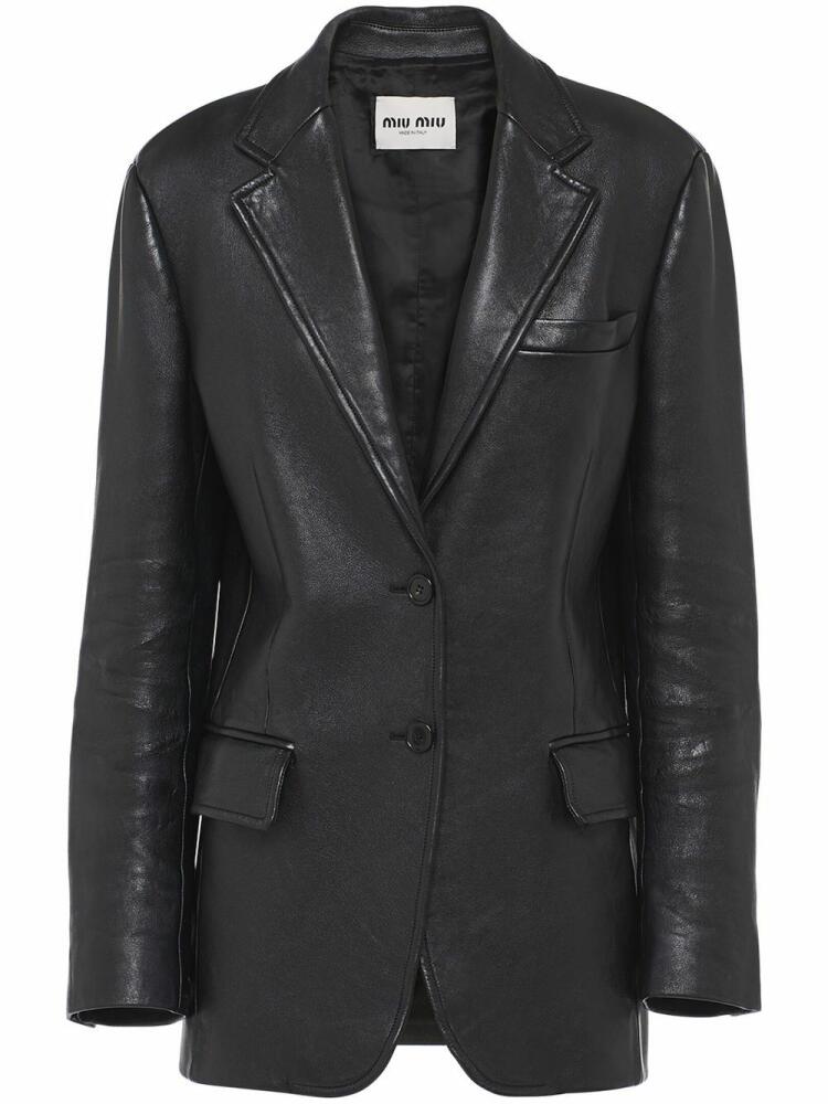 Miu Miu nappa leather single-breased blazer - Black Cover