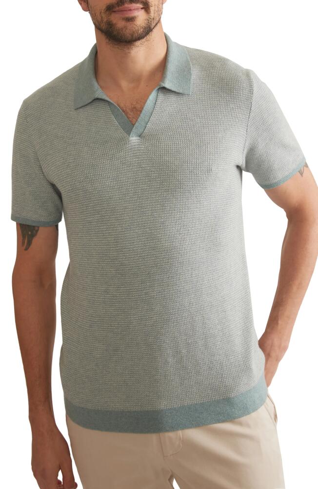 Marine Layer Liam Knit Polo in Topaz/Vapor Cover