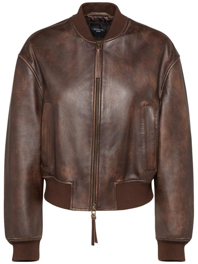 WEEKEND MAX MARA Hiltex Leather Zip Bomber Jacket Cover