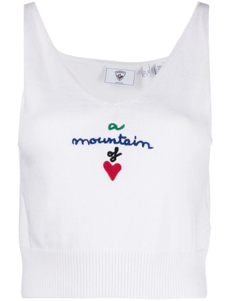 Rossignol embroidered knitted crop-top - White Cover