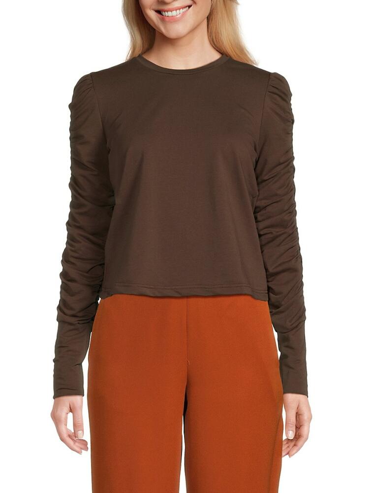 Walter Baker Women's Ruched Long-Sleeve T-Shirt - Chocolate Cover