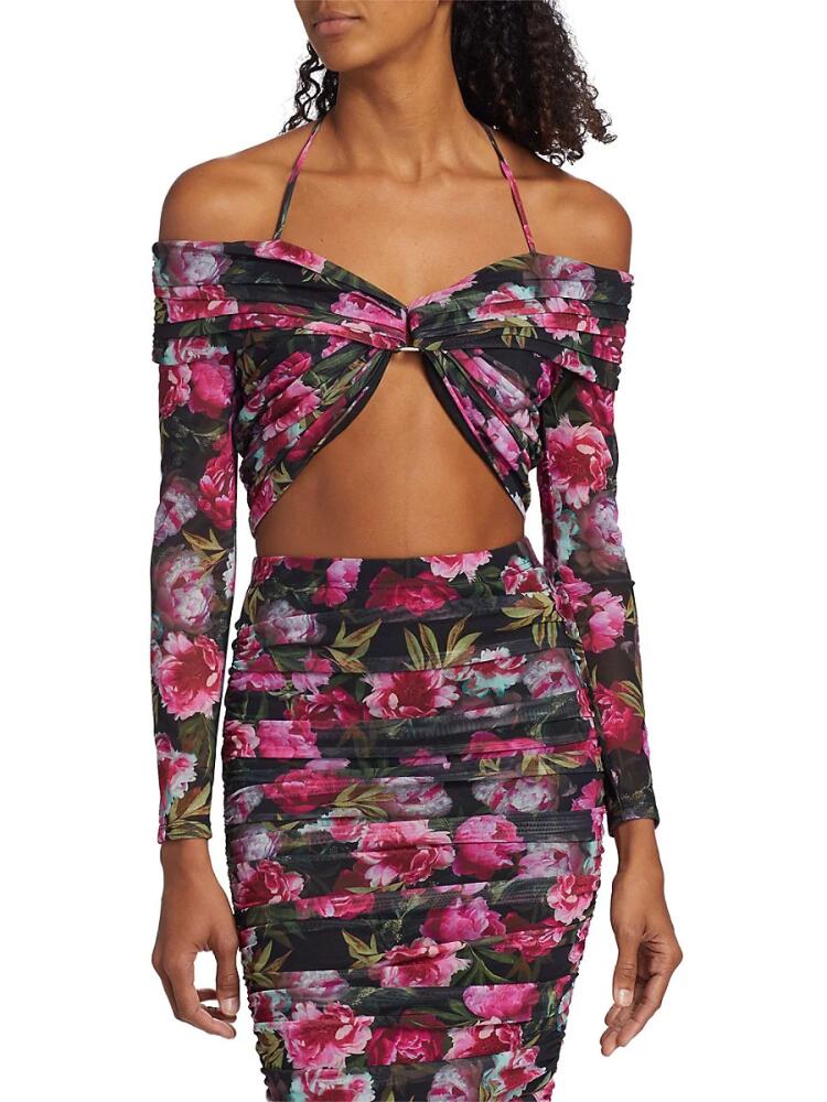 Cami NYC Women's Rosalia Floral Off Shoulder Crop Top - Plum Blossom Cover