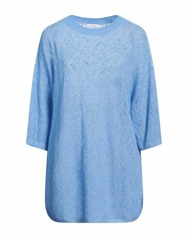 Malo Woman Sweater Azure Cashmere, Linen, Polyamide Cover