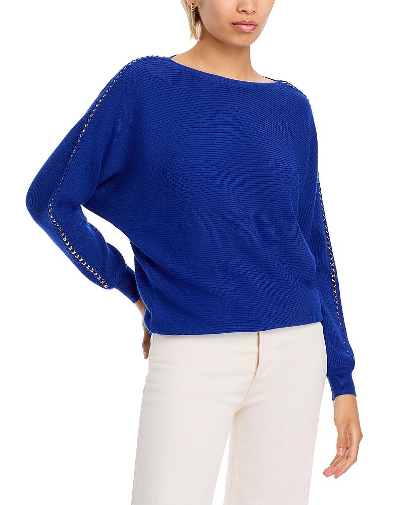 T Tahari Chain Dolman Sleeve Boat Neck Sweater Cover