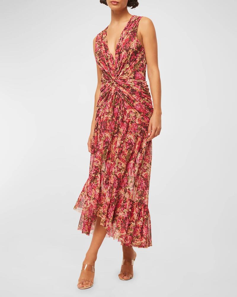 MISA Los Angeles Ava Sleeveless Twisted Floral Midi Dress Cover