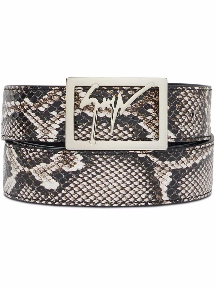 Giuseppe Zanotti snakeskin-effect calf leather belt - Brown Cover