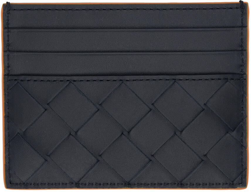 Bottega Veneta Black & Orange Intrecciato Credit Card Case Cover