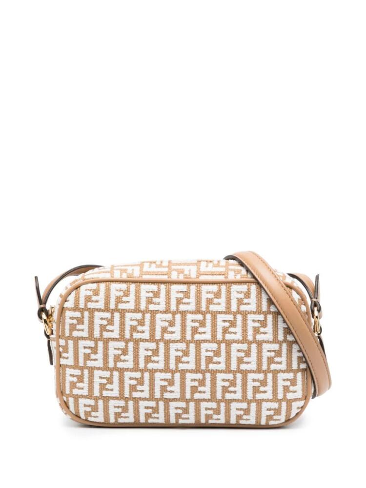 FENDI FF monogram-embroidered raffia bag - Brown Cover