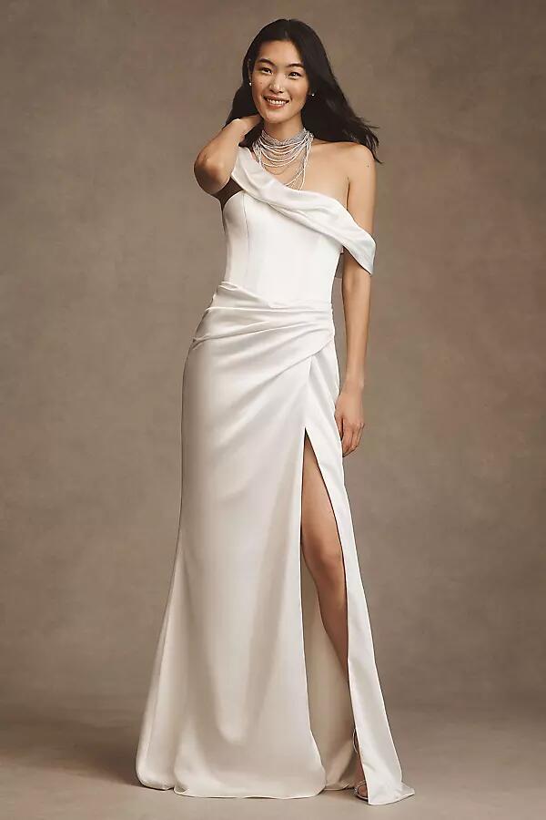 Willowby by Watters Jesse Draped One-Shoulder Corset Wedding Gown Cover